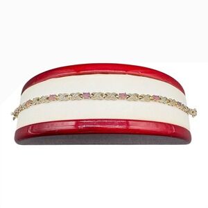 Sterling Silver Amethyst Tennis‎ Bracelet  7.5 10.75g Infinity X Link Vintage